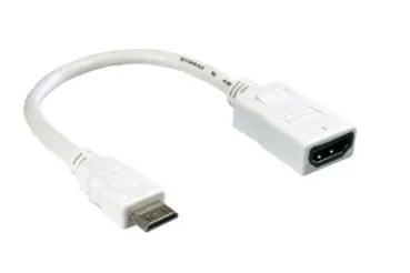 DINIC Adapter miniHDMI Stecker auf HDMI Buchse, 0,2m Typ C (19pin) St. zu HDMI Typ A (19pin) Bu., weiß